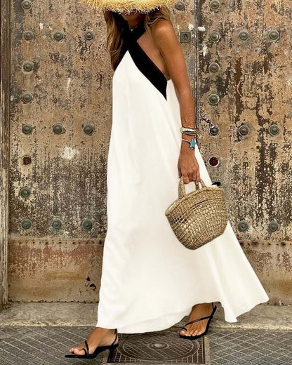 SIENNA™ | Vestido Elegante con Escote Profundo en la Espalda y Cuello Envolvente