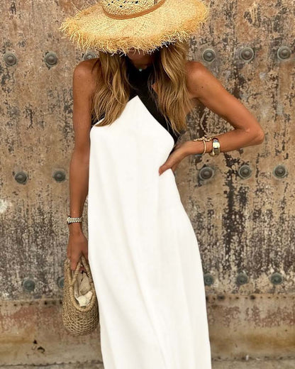 SIENNA™ | Vestido Elegante con Escote Profundo en la Espalda y Cuello Envolvente