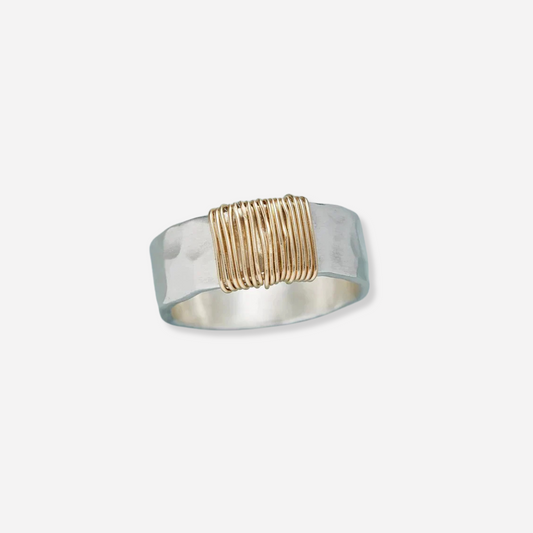 Anillo de Plata con Hilo Dorado Vintage