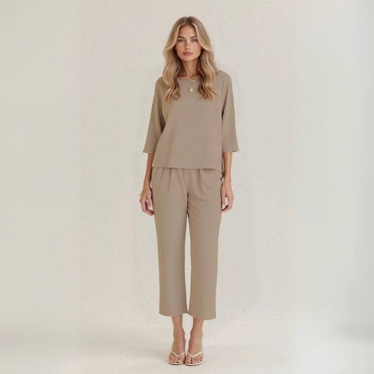 Silvia | Conjunto de lino y algodón artesanal