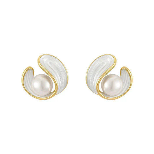 Pendientes de Lujo de Ópalo Blanco con Perlas en Oro