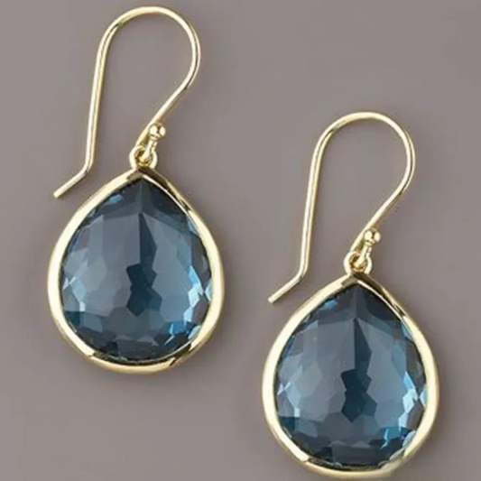 Pendientes de Gota de Cristal Azul Vintage