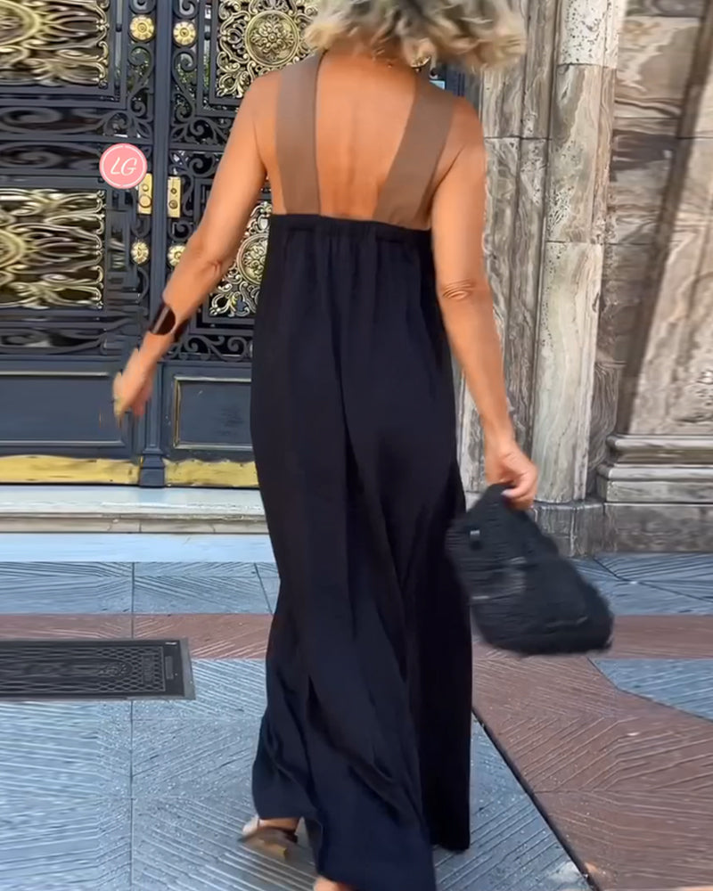 SIENNA™ | Vestido Elegante con Escote Profundo en la Espalda y Cuello Envolvente