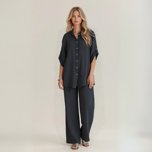 Alba | Conjunto casual de dos piezas en lino artesanal