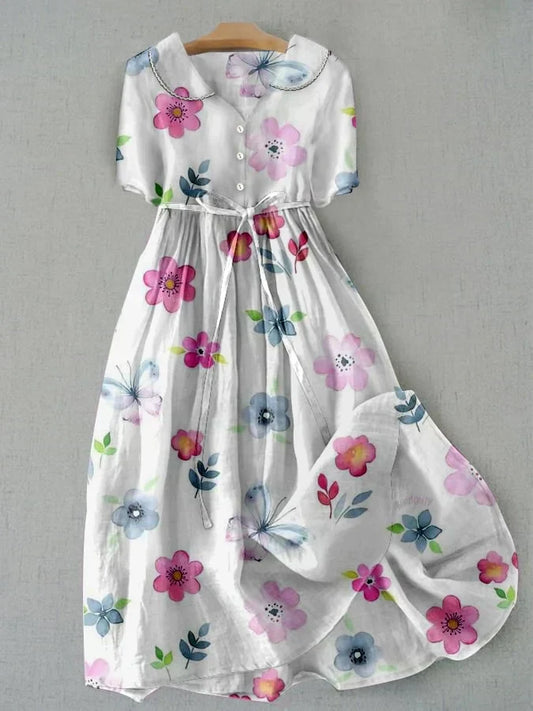 Lyric - Vestido floral con cintas en la cintura a la moda