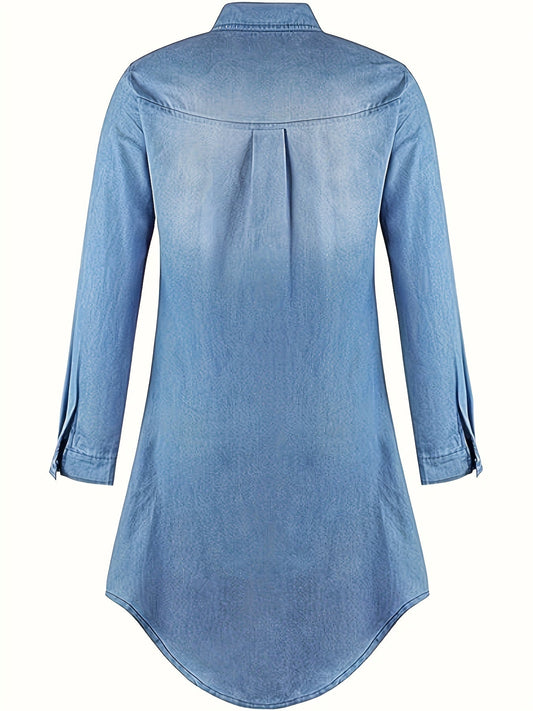 Tess | Vestido Midi de Denim con Cierre de Botones