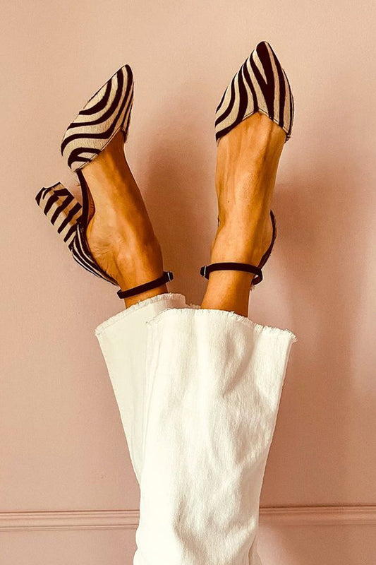 Zebrina™ | Sandalias de tacón medio con tira y estampado de cebra