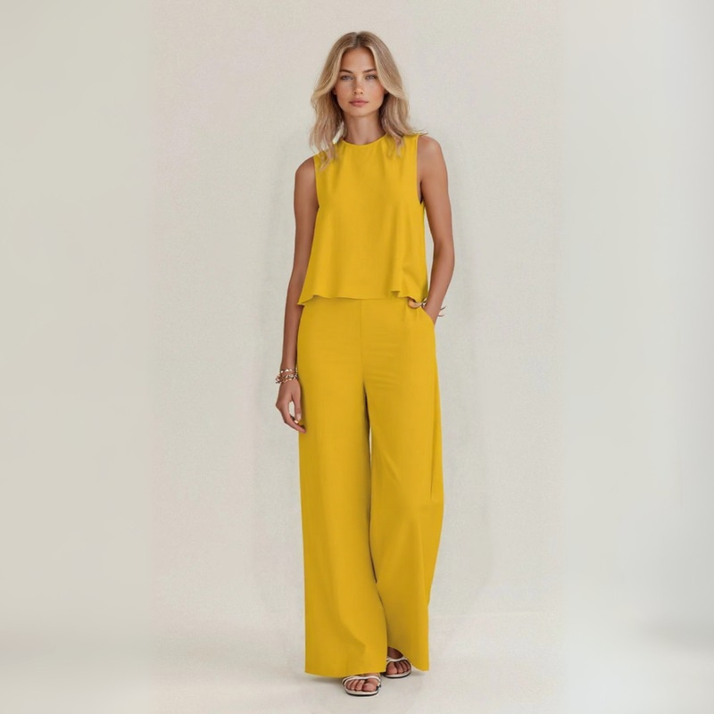 Irene | Chaleco de verano completo en lino natural puro