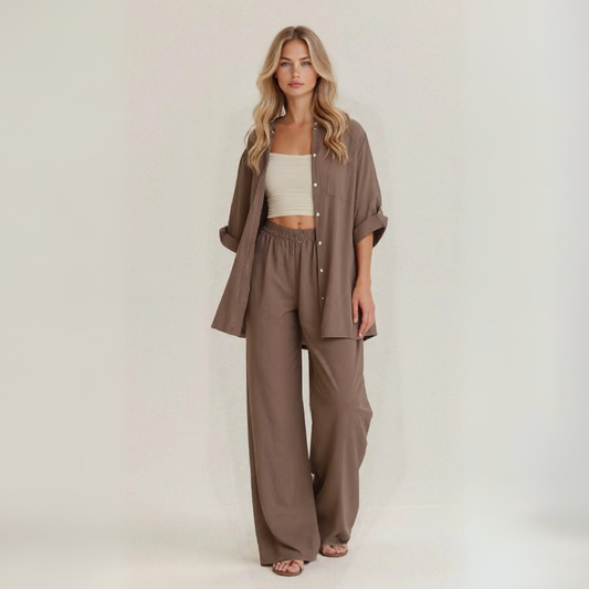 Alba | Conjunto casual de dos piezas en lino artesanal