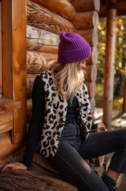 ASTRID™ | Chaleco de punto de leopardo