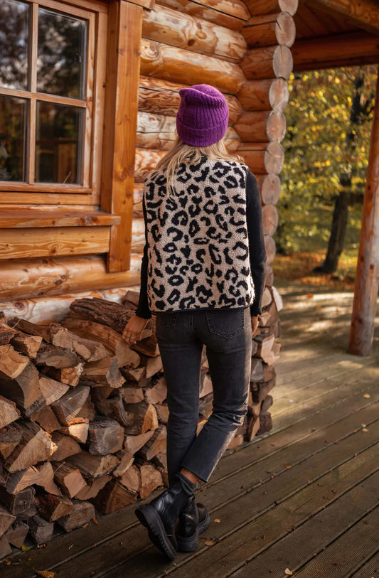 ASTRID™ | Chaleco de punto de leopardo