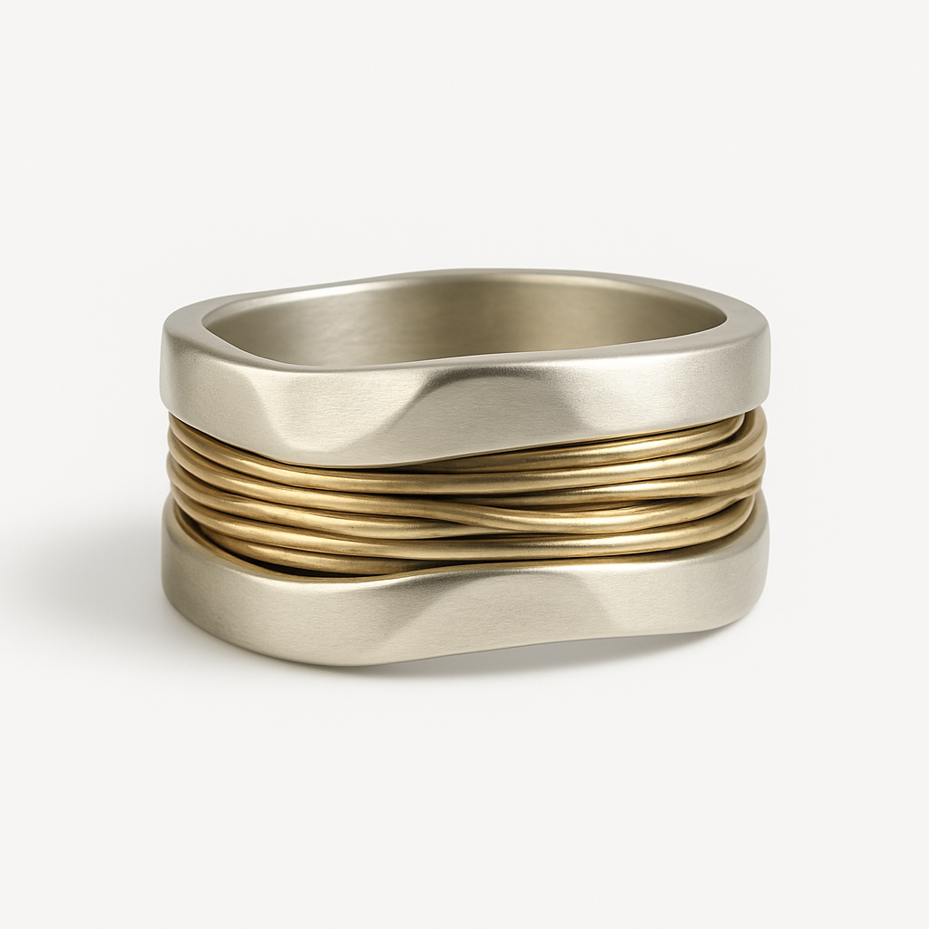 Anillo de Hilos Dorados Plateados