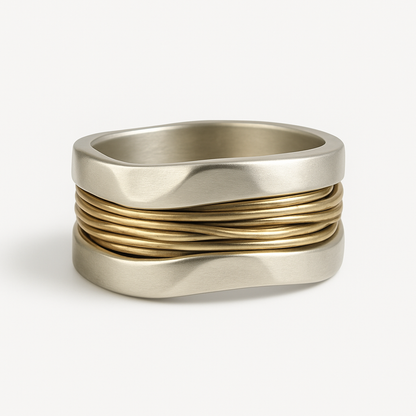Anillo de Hilos Dorados Plateados