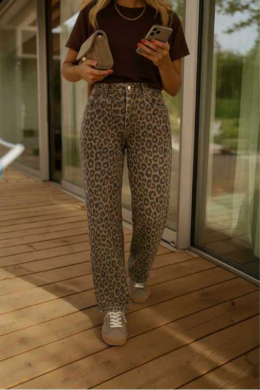NADINE™ | PANTALONES DE CAMPANA DE LEOPARDO