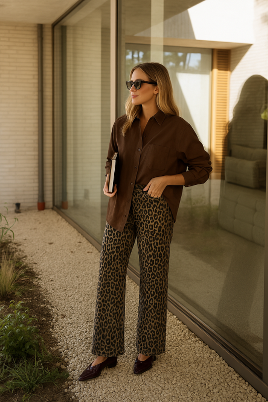 NADINE™ | PANTALONES DE CAMPANA DE LEOPARDO