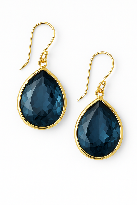 Pendientes de Gota de Cristal Azul Vintage