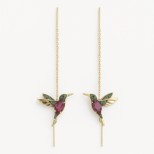 Pendientes de colibrí en circonita