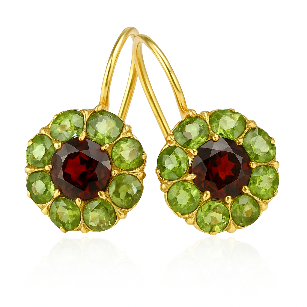 Pendientes Vintage de Cristal Verde y Rojo