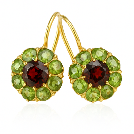 Pendientes Vintage de Cristal Verde y Rojo