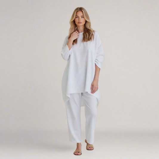 Silvia | Conjunto de lino y algodón artesanal