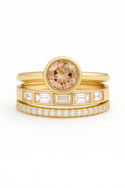 Anillo de Cristal Elegante Inlaid en Oro