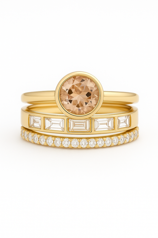 Anillo de Cristal Elegante Inlaid en Oro