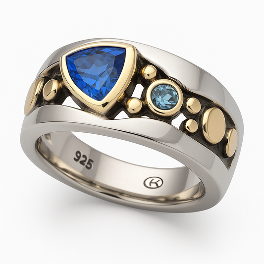 Anillo de cristal azul vintage