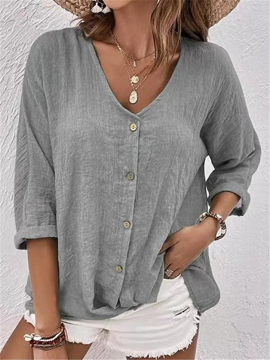 Fleur | Blusa de Lino Veraniega con Delicado Cierre de Botones
