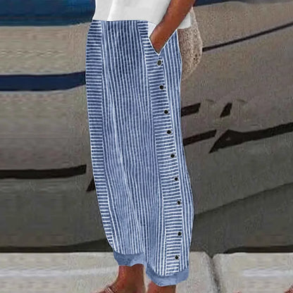 Anna | Pantalones con Botones a Rayas Seabreeze