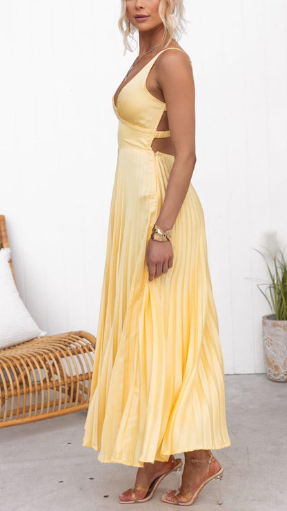 Aby™ | Vestido Maxi de Plisado Gele