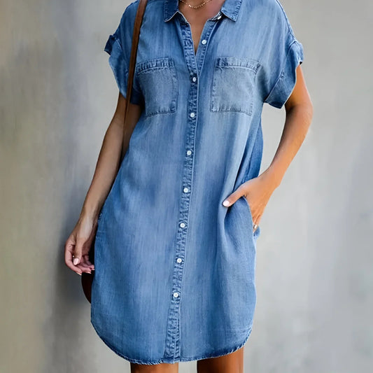 Bruna™ | Vestido Camisa Relajado con Cierre de Botones