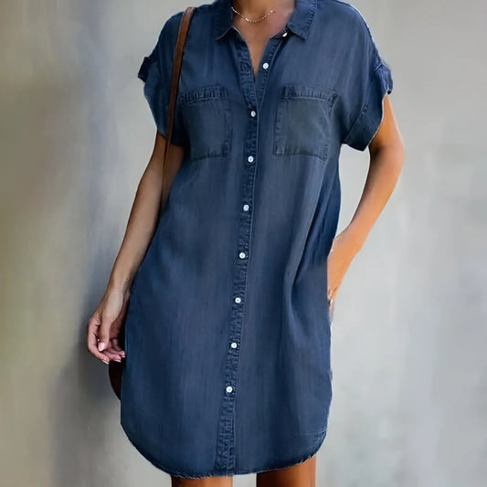 Bruna™ | Vestido Camisa Relajado con Cierre de Botones