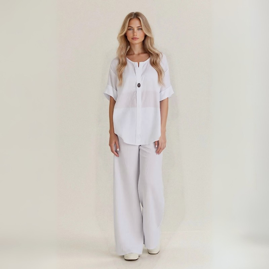 Amanda | Conjunto de lino mezcla de algodón artesanal