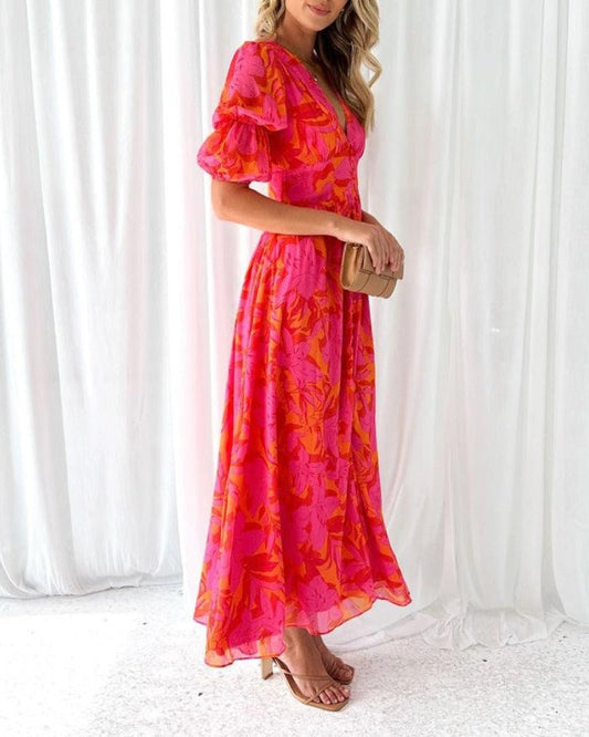 Derana | Vestido maxi rojo-rosado