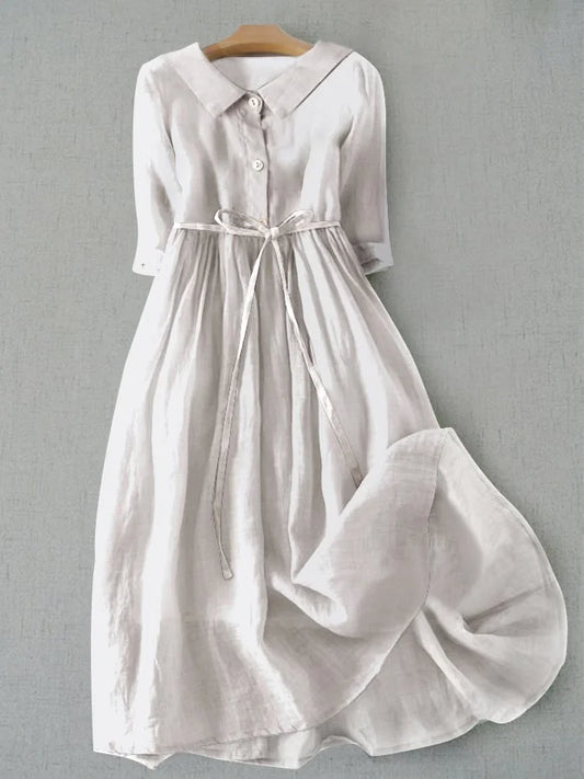 Lux - Vestido Elegante de Manga Corta con Cintas en la Cintura