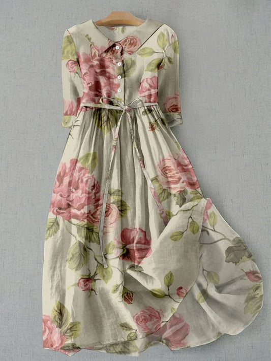Marley - Vestido Vintage con Lazos y Estampado Floral