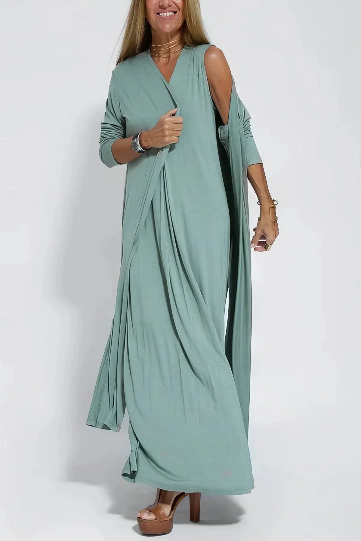 Nicole™ | Elegante Maxivestido con Cárdigan a Juego