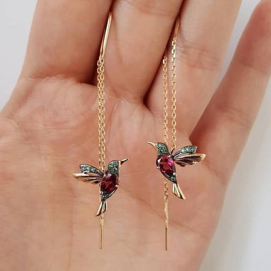 Pendientes de colibrí en circonita