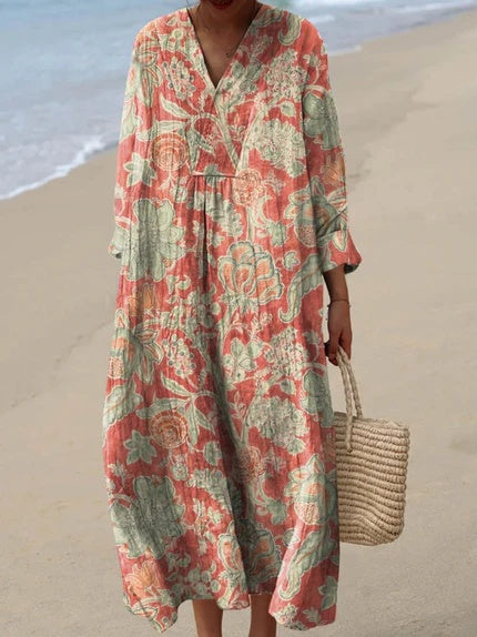 Ellie | Vestido vintage floral con mangas 3/4